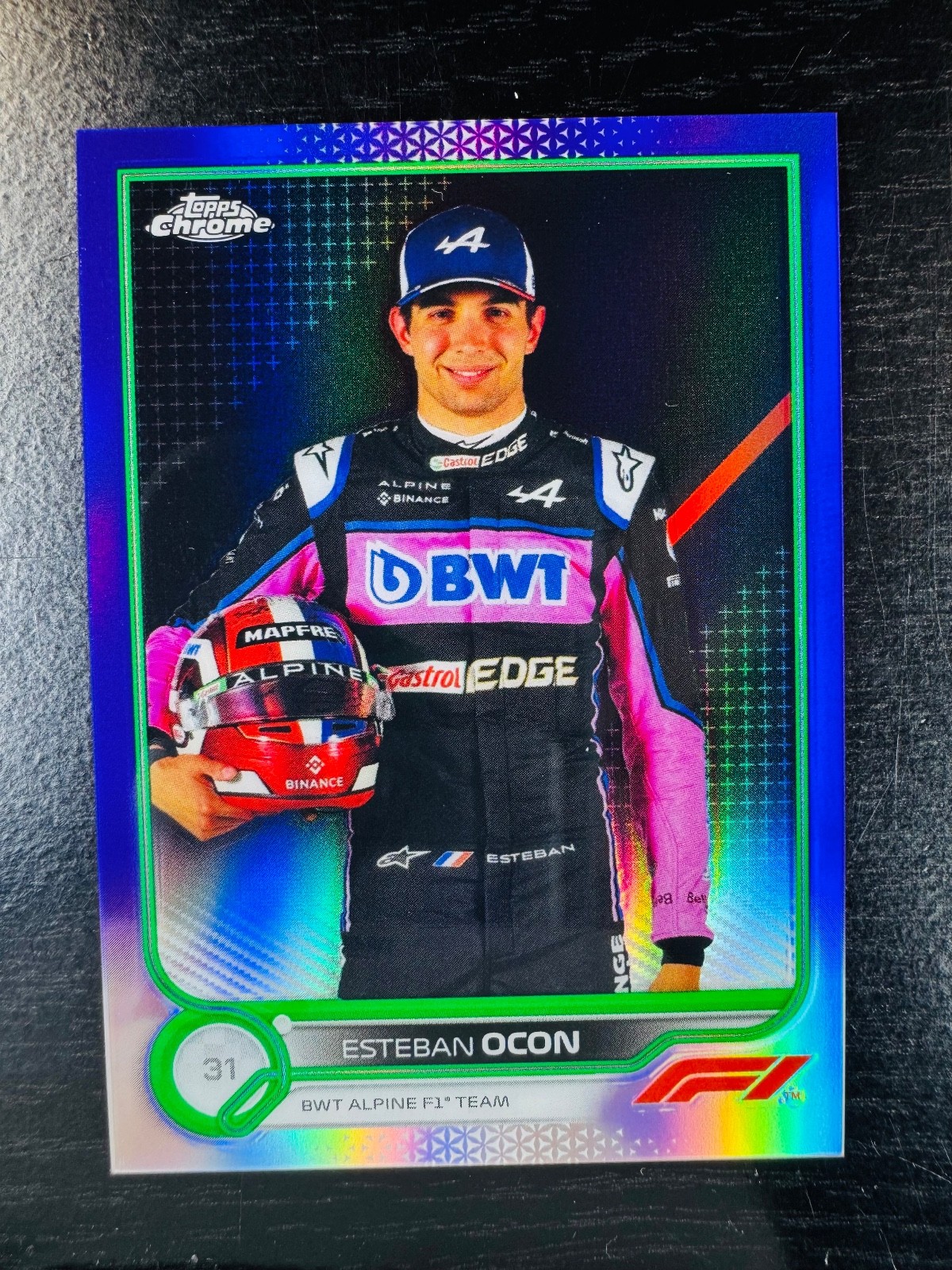 2022 Esteban Ocon Purple / Green Refractor Topps Chrome #41 F1 Formula 1
