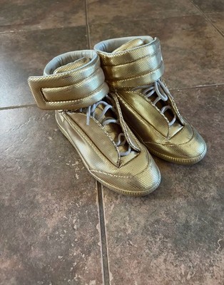 Maison Martin Margiela Future High-Top Sneakers in Metallic Gold Leather