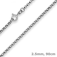 2,5Mm Erbskette Silberkette Collier Halskette Aus 925 Silber Rhodiniert 90Cm