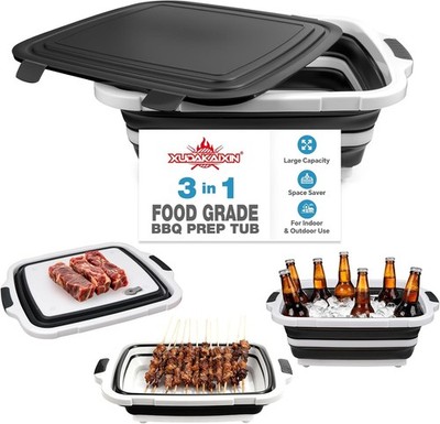 Collapsible BBQ Prep Tub Meal Prep Marinating,Food Storage picnics camping