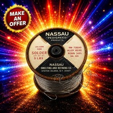 Vintage Nassau 60/40 Rosin Core Solder .025 4 Lbs Pedigreed USA RM728245 Rare