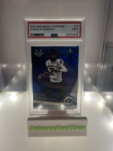 2023 Topps Bowman U Chrome Sapphire Shedeur Sanders Rookie PSA 9