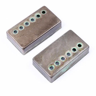 AGP   - Aged Relic Chrome Humbucker Cover Set 50mm Pole Spacing #41265