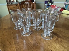 Set of 6 Libbey 5295 Clear Glass  Milan Pedestal Footed Irish Coffee Mugs/8.5 oz