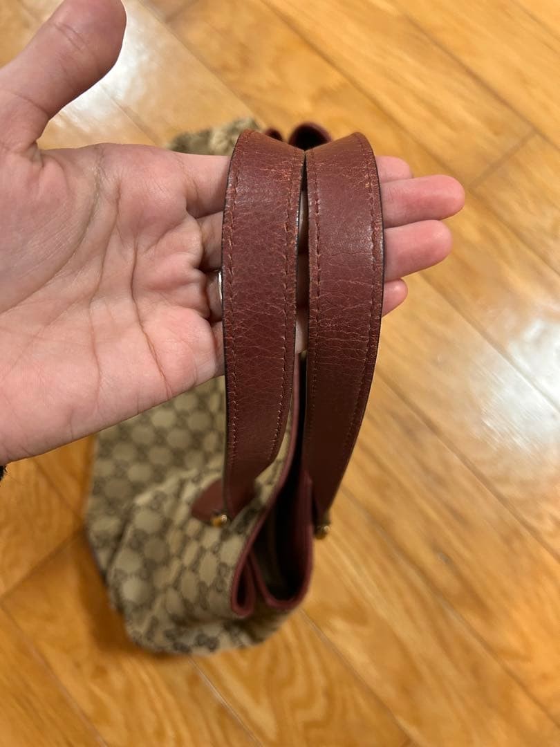 GUCCI GG Canvas Leather Tote Bag Beige Brown Authentic Used thumbnail 14