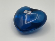 Baccarat Crystal Cobalt Blue Puffed Heart Paperweight Double Signed w/ Sticker