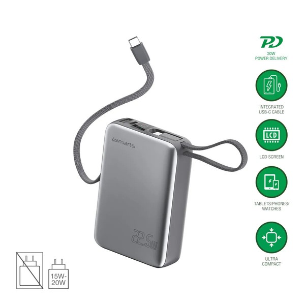 Powerbank 20000Mah | 22,5W Schnellladung | Dual USB-C Kabel-image