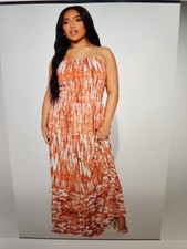 NWT Fashion Nova Ibiza Abstract Print Maxi Dress Smocked Bodice Lined Plus Sz 2X