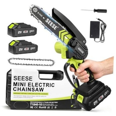 6-inch Mini Chainsaw Cordless: Pure Copper Brushless Motor, High Efficiency,