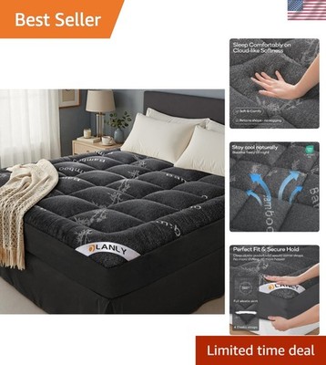 Queen Mattress Topper Cooling Bamboo Viscose Plush Pillow Top Bed Pad