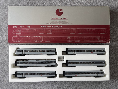 Hobbytrain 14100 Spur N RABe II 1055 Eurocity 6-teilig grau/hellgrau Epoche 4 | Condition: Gebraucht