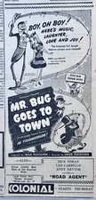 1942 newspaper ad for movie "Mr. Bug Goes To Town" - Fleischer animation