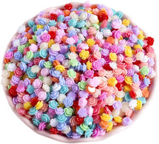 100 Pieces 1/5inch Mini Flower Resin Charms Plastic Cabochons Flatback Beads ...