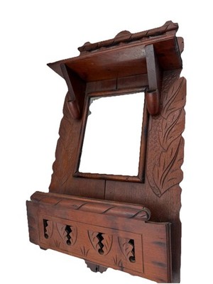 Antique Eastlake Victorian Hand Carved Wood Wall Mirror Letter