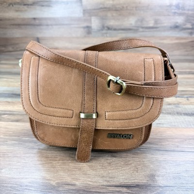 Estalon Crossbody Brown Leather Multi Pocket Travel Purse Sling