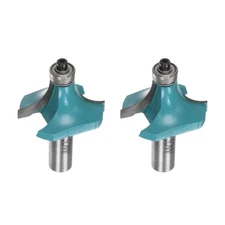 2pcs Roundover Router Bit 1/2 Shank 5/8" Radius Carbide Tip with Bearing Cyan