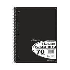 Top Flight Standards 1-Subject Notebook, 70 Sheets, Perforated, Wide Rule, Co...