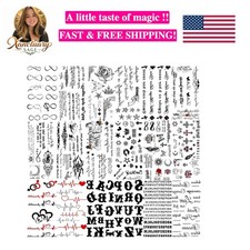 18 Sheets Black Inspired Quotes Temporary Tattoos For Women Kids Children Lon...