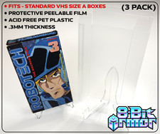 3 Standard VHS Cassette SIZE A Clear Plastic Box Sleeve Protectors Case Display