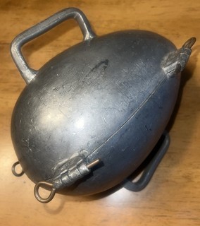 Antique XL Pewter Easter Egg Shaped Cake Candy Or Ice Cream Mold Unusual