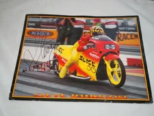 STEVE JOHNSON autographed  NHRA Slick 50 Photo Photo stat Card 8.5" x 11"