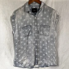 Rails Women S Chambray Sleeveless Whitney Top Button Blouse Tencell Faded Stars
