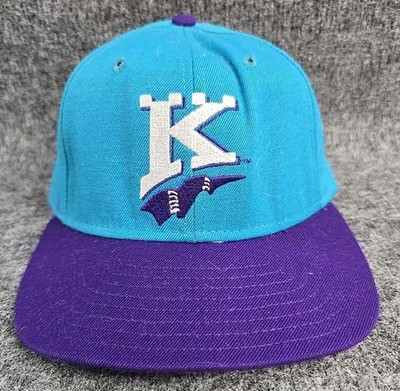 Charlotte Knights Fitted Hat 7 Teal/Purple Vtg 90s Minor League DeLong