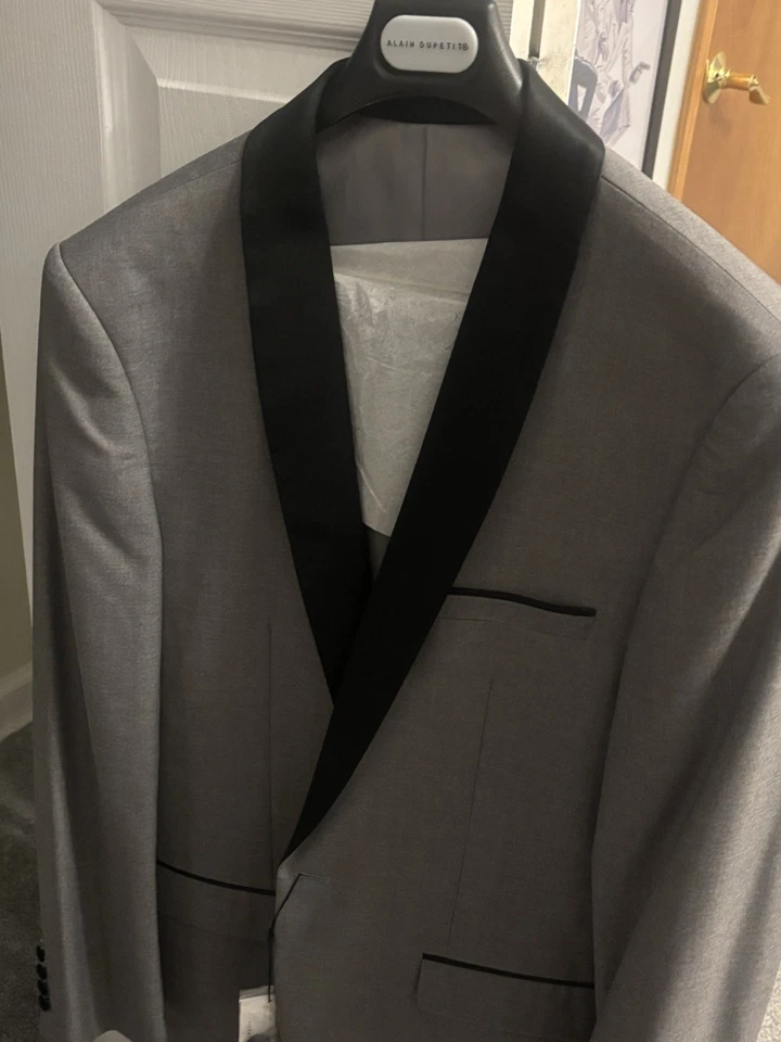 Chaqueta y pantalón esmoquin gris claro ALAIN DUPETIT para hombre 42L/36W Foto 2 de 4