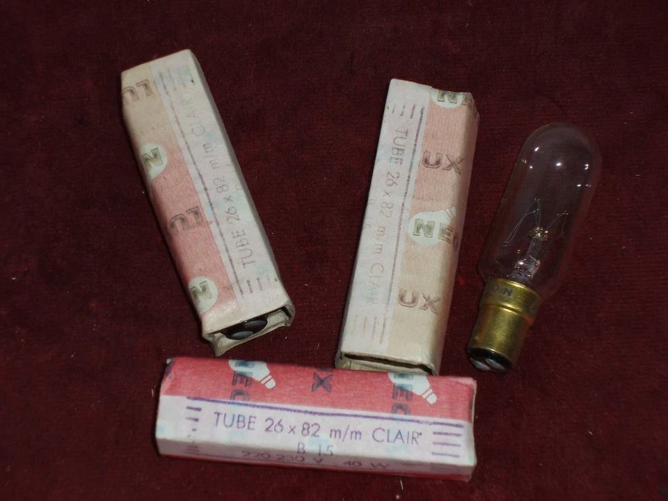Lot de 3 Ampoules Tubes Néolux Clair 40W B15 26x82 neuve - Photo 1/1