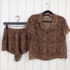 Vintage 90s Victoria's Secret Sheer Cheetah Print Sleep Set Shorts and Top Large