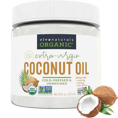 Viva Naturals Organic Coconut Oil, 16 Fl Oz   Unrefined, Cold-Pressed Extra Virg