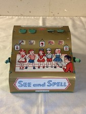 Vintage Wolverine "See and Spell" Tin Lithograph Educational Toy 1940-50s Mint