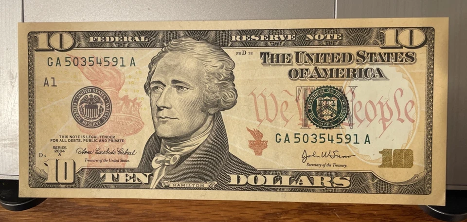 2004 uncicularted US $10 bill (Boston Federal Reserve) - Image 4 of 4