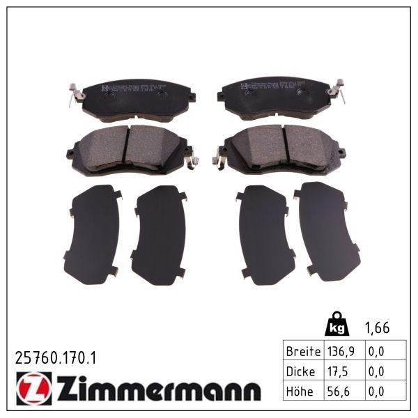 Zimmermann BremsbelÄGe Bremsbelagsatz Vorne Subaru Forester Impreza Legacy 5 XV-image
