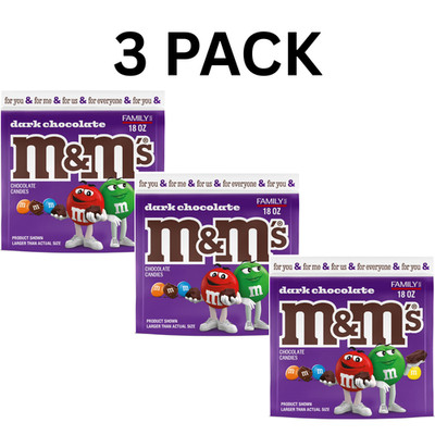 M&Ms Dark Chocolate Candy Bags 18 oz 3 Pack Sealed Bulk Free Shipping