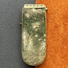 ANTIQUE MOSS AGATE MATCH SAFE SPECIAL PUSH BUTTON OPEN TRANSLUCENT STONE RARE