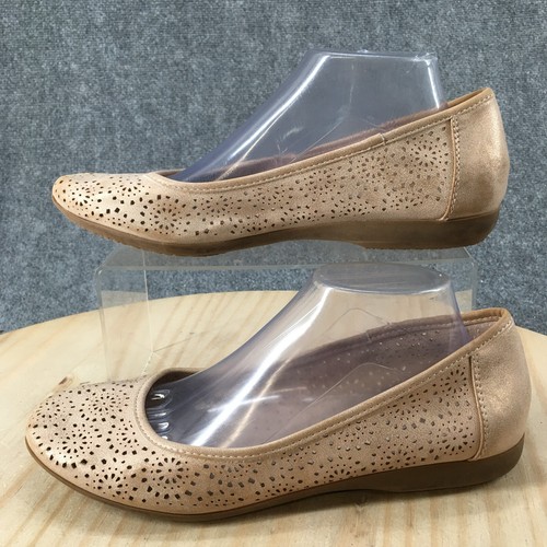 Croft&Barrow Shoes Womens 10 Slip On Flats Beige Faux Leather Perforated Toe - 第 2/18 張圖片