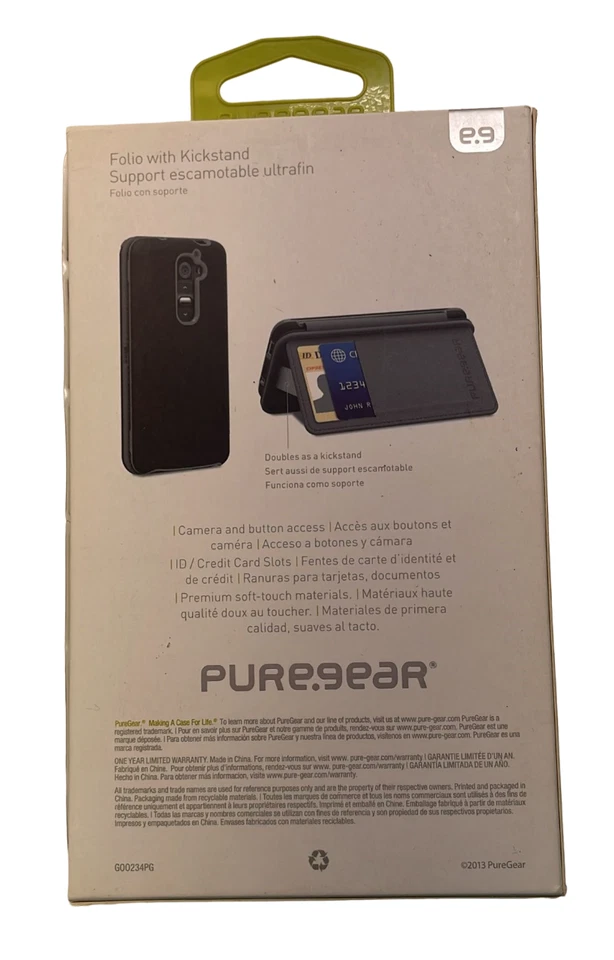 PureGear Folio with Kickstand Case for LG G2, Black - Image 3 of 4