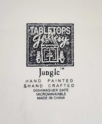 PLATES/DINNER-TABLETOPS GALLERY-"Jungle"-Cream Brown-Palm Tree-Wavy Edge-Set 2 - Picture 4 of 9