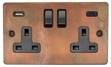 G&H Flat Plate Tarnished Copper FTC3 Light Switches, Plug Sockets, USB, Toggles