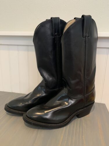 VTG NEW Justin Melo-Veal Western Boots Black Style 6637 Made USA - Size 9B - Picture 2 of 11