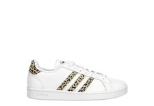 NEW ADIDAS WOMENS GRAND COURT SNEAKER WHITE Leopard Sneakers