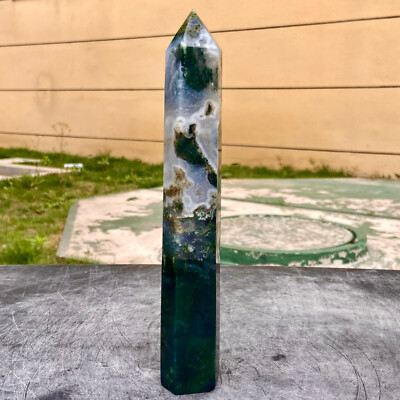 1.1LB  Natural water grass agate column Obelisk quartz crystal sample column