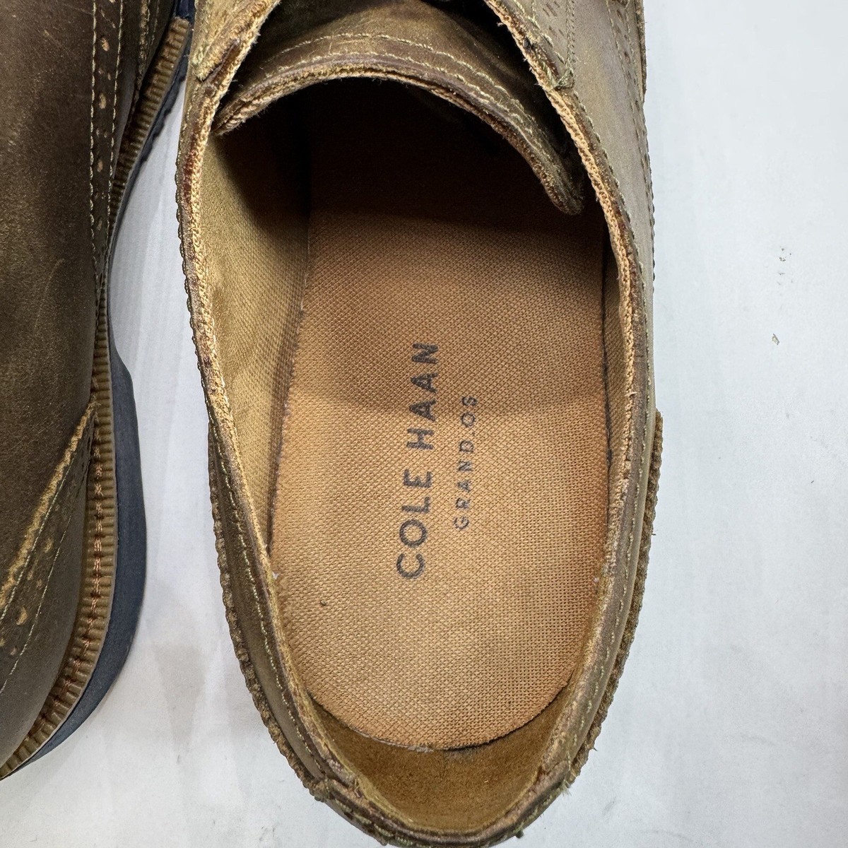 Cole Haan Grand os Wingtip Oxford Brown Leather Shoes C21826 