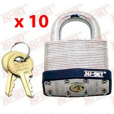 Laminated Steel Padlock 40mm 1-1/2" Pack of 10 Keyed Alike