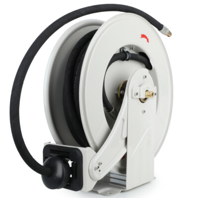 Oil Hose Reel Retractable 3/8'' Inch x 50' Grease Hose Reel Max 4800 PSI Dual Arm