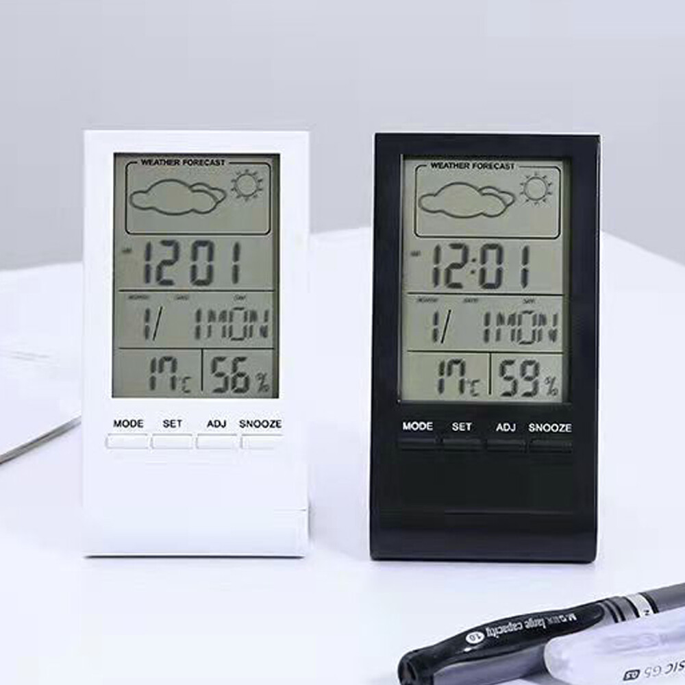 Alarm Clock Thermometer Indoor Digital LCD Hygrometer Temperature Humidity Meter-image