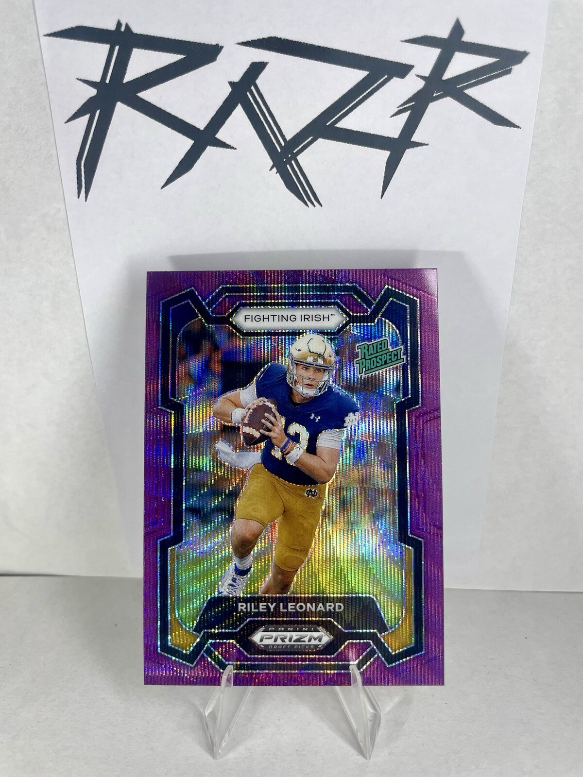 2024 PANINI PRIZM DRAFT PICKS QB RILEY LEONARD RATED PROSPECT PURPLE WAVE