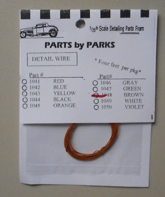 BROWN 4 FT DETAIL PLUG WIRE 1:24 1:25 PART BY PARKS CAR MODEL ACCESSORY 1048