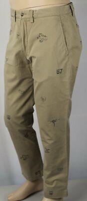Polo Ralph Lauren Khaki Tan Varsity Football Bulldog Skull Straight Stretch NWT